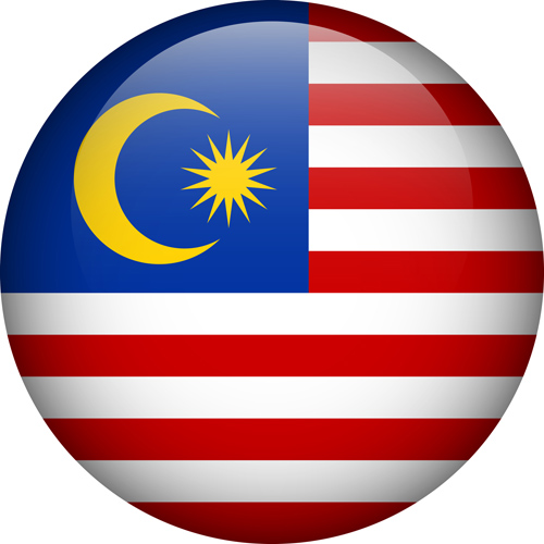 Malaysia flag button. Emblem of Malaysia. Vector flag, symbol